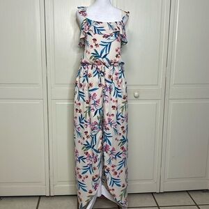 City Triangles Women's Sleeveless Floral Romper Dress Shorts High Low Size Large